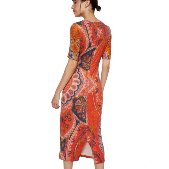 Anthropologie Farm Rio Giannina Knit Midi Dress Paisley Floral Medium